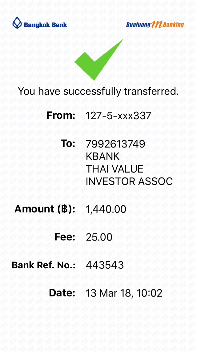 5uper5 / สมาชิกสมาคม / 1 ที่นั่ง / 1,440 / BBL /  13-03-2561 / 10:02